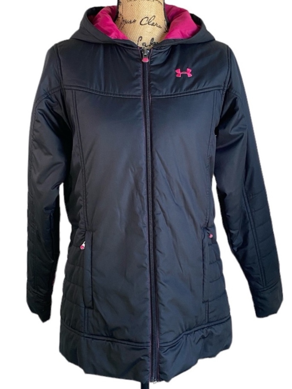Under Armour Zip Up Navy Hooded Winter Coat